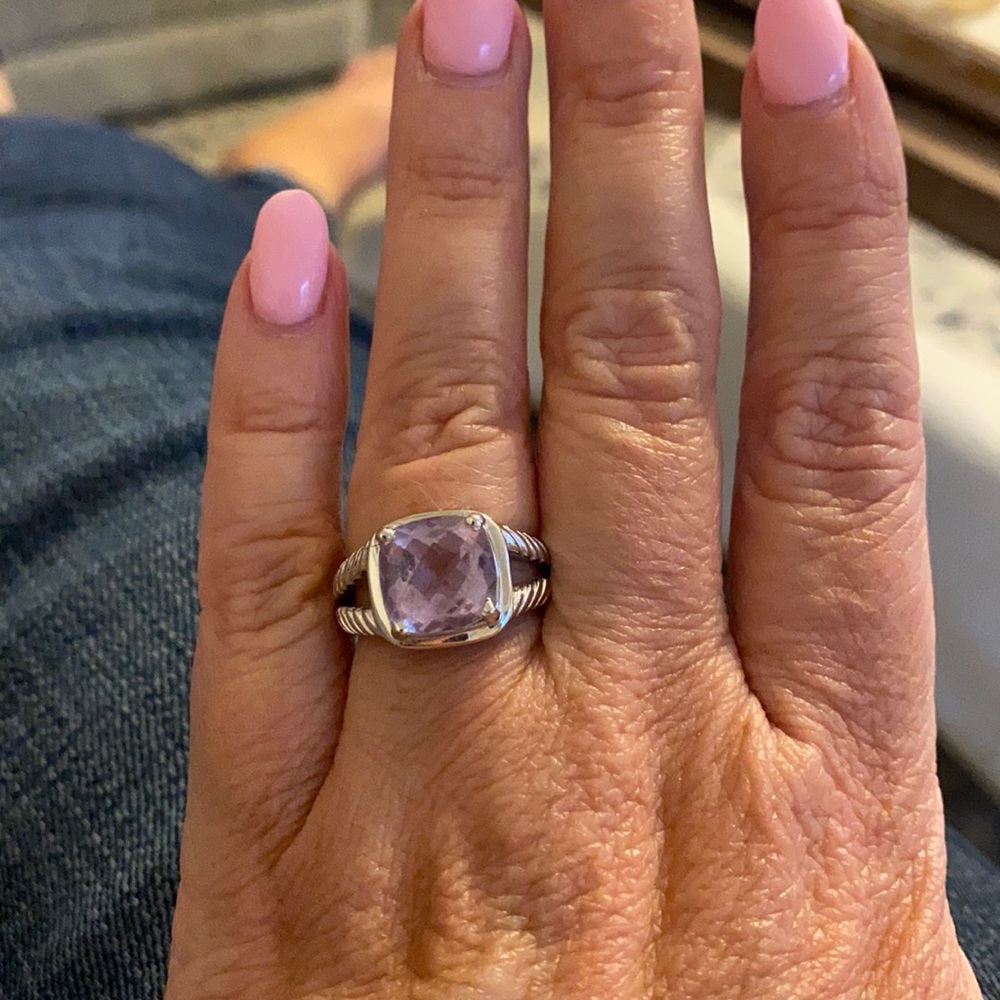 Pink “Diamond” ring silver sz 7.5